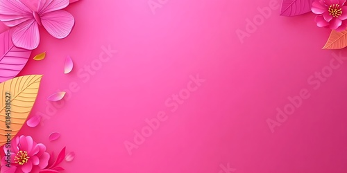 Elegant blossom backdrop with floral elements against a vibrant pink surface