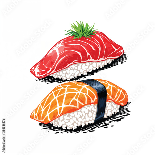 Cute Cartoon Sushi Vector Illustration isolated