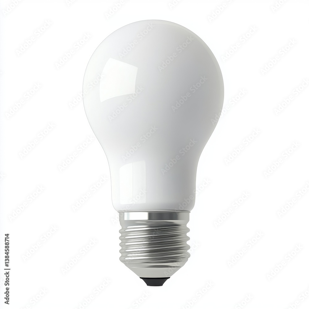 White light bulb. Detailed view of a standard, energy-efficient bulb White light bulb. Detailed view of a standard, energy-efficient bulb