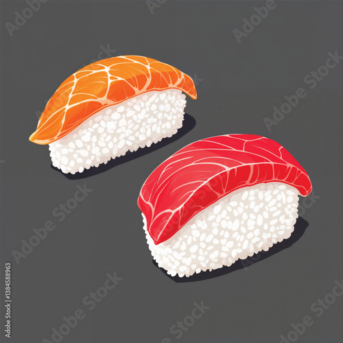 Cute Cartoon Sushi Vector Illustration isolated