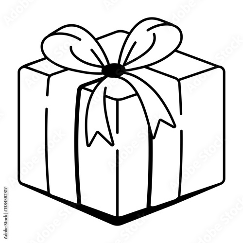 A hand drawn style icon of a gift box 
