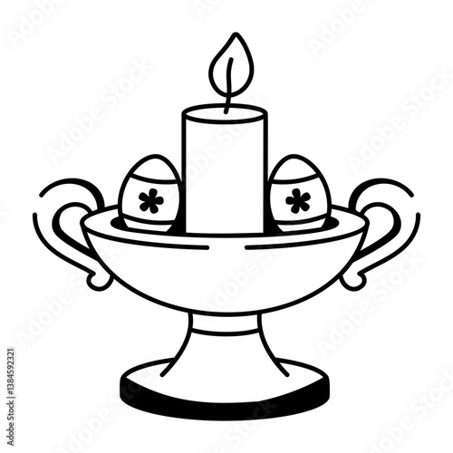 Hand drawn style icon of decorative candleholder 
