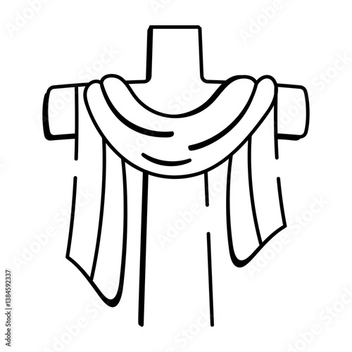 Religious calvary cross icon in hand drawn style 
