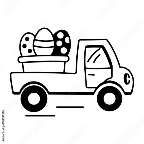 A hand drawn icon of an easter truck 
