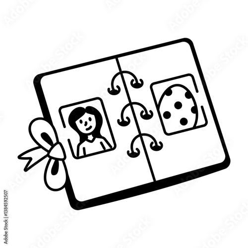 A hand drawn style icon of a photo album 