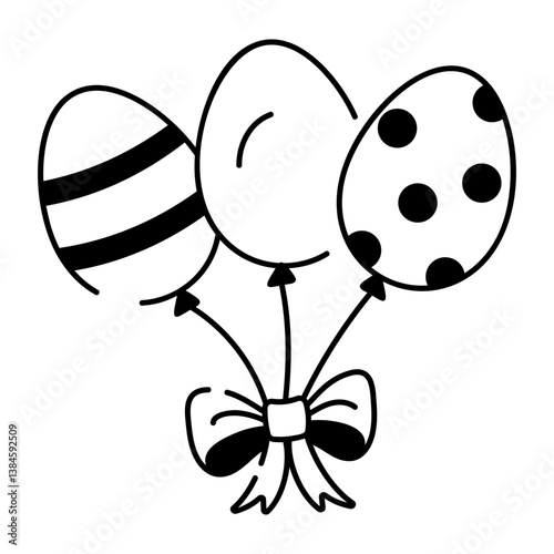 A hand drawn style icon of easter balloons 
