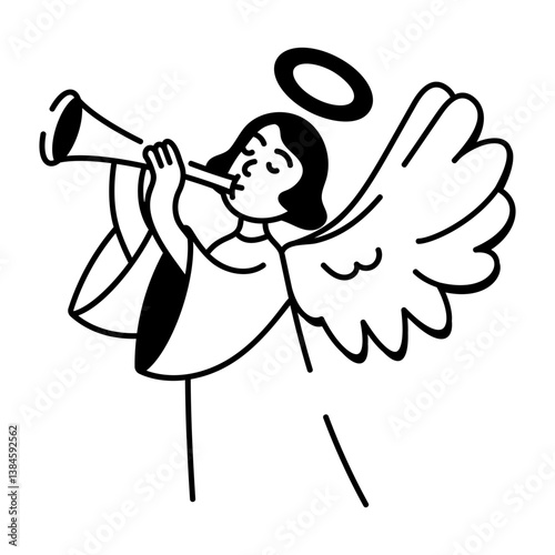 A hand drawn icon depicting an angel trumpet 
