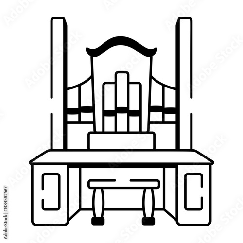 A doodle style icon of a church organ 
