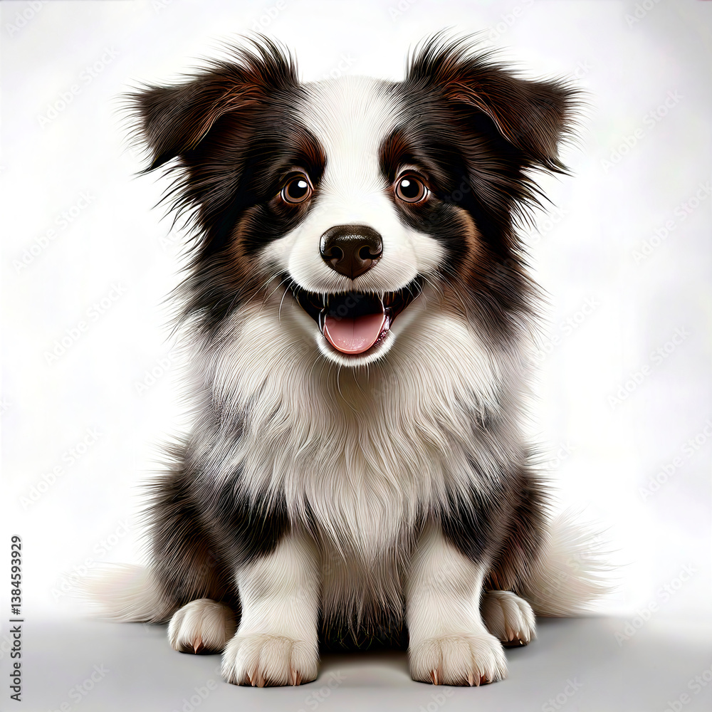 Fototapeta premium perro, animal, mascota, border collie, blanco, canino, aislada, cuca, negro, sentada, cachorro