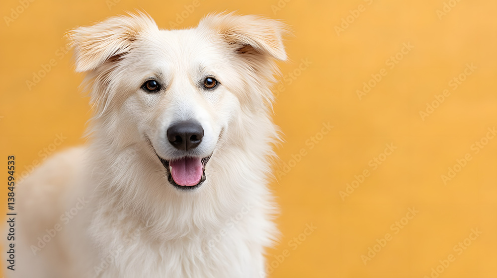 Close-up portrait of a happy golden retriever dog.
Close-up portrait of a happy golden retriever dog.