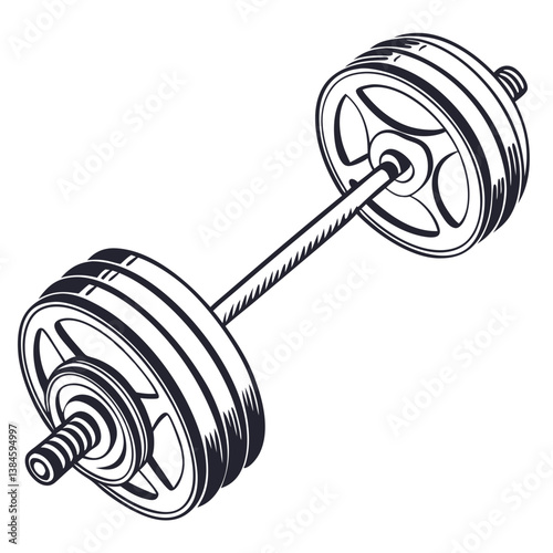 Vector Barbell with Weight Plates Isolated on White Background. Perfect for: Powerlifting Events, Gym Ads, Fitness Blogs
