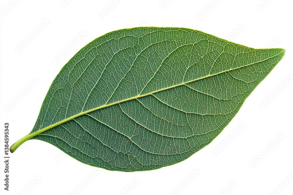Obraz premium Close-up of a vibrant green leaf. Detailed venation patterns are clearly visible