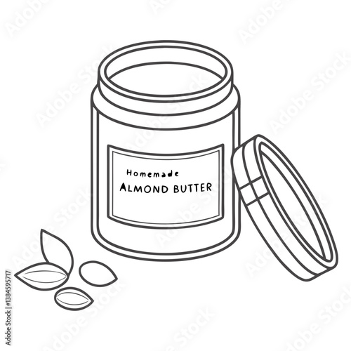 Homemade Almond Butter in Glass Jar Vector. Perfect for: Vegan Lifestyle, Homemade Living, Natural Eating Movement