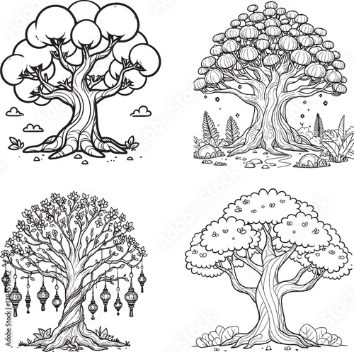 Vector art illustration shows a cartoon mushroom, a nature element with a forest feel