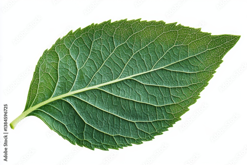 Obraz premium Close-up of a vibrant green leaf. Detailed vein structure and leaf margin are visible
