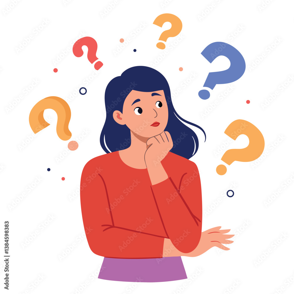 girl thinking vector illustration girl thinking vector illustration