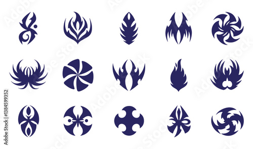 Swill ornament set spiral motion texture whirl flow energy flower decorative botanical abstract geomatic Shape logo icon bundle modern pattern business symbol timeless
