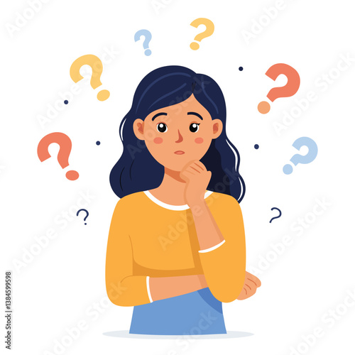 girl thinking vector illustration