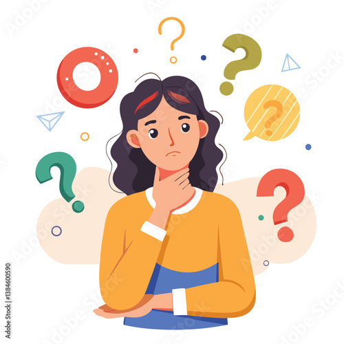 girl thinking vector illustration