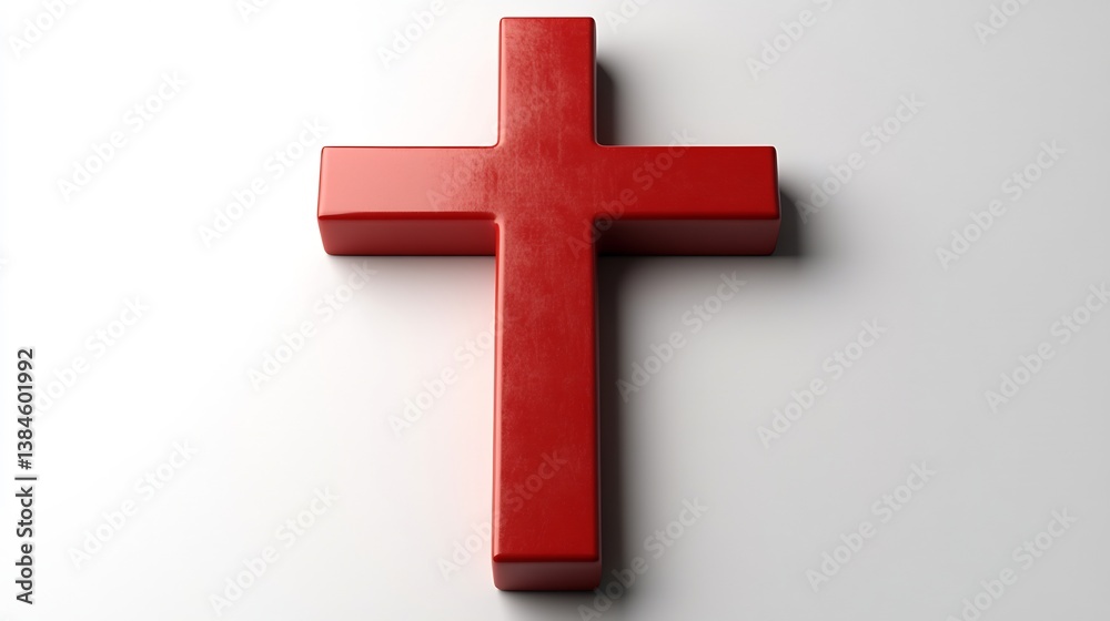 Fototapeta premium 3D Red Christian Cross Symbol.
