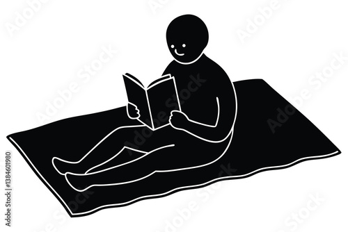 Comfortable Reading on Carpet Illustration

