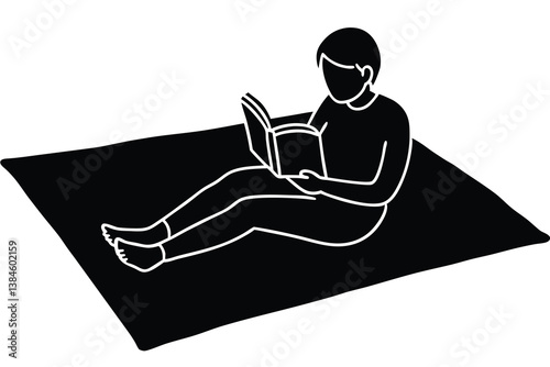 Comfortable Reading on Carpet Illustration

