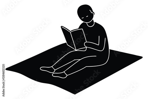 Comfortable Reading on Carpet Illustration

