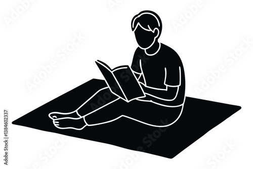 Comfortable Reading on Carpet Illustration

