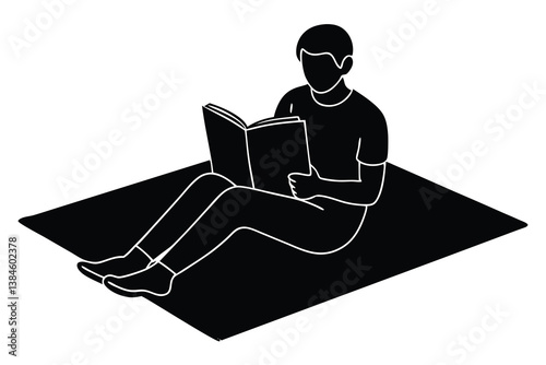 Comfortable Reading on Carpet Illustration

