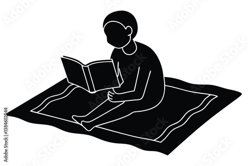 Comfortable Reading on Carpet Illustration

