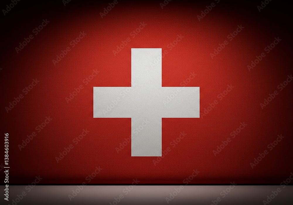 Swiss Flag Illustration Red Background with White Cross, National Symbol Design. Swiss Flag Illustration Red Background with White Cross, National Symbol Design.