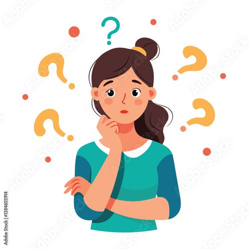girl thinking vector illustration