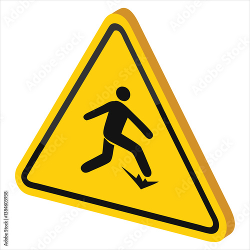 Classic Slippery Floor Warning Vector Icon with High Visibility for Safety in Public and Work Areas

