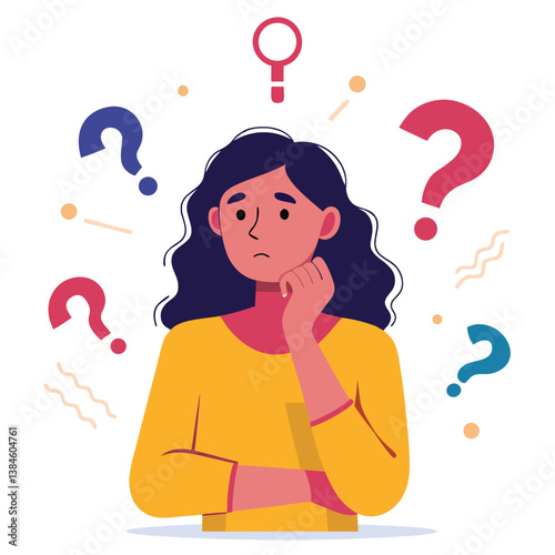 girl thinking vector illustration