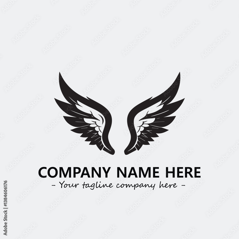 Obraz premium Wing illustration black and white for logo company vector image 