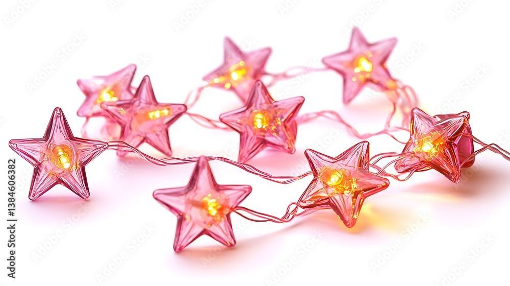 Obraz premium Pink Star Shaped Fairy Lights with Warm Glow for Festive Decor