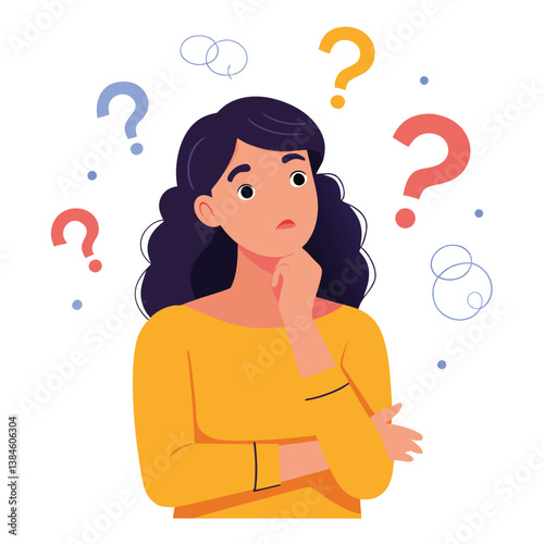 girl thinking vector illustration