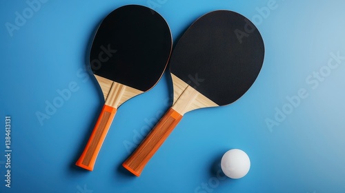 Two Table Tennis Paddles and Ball