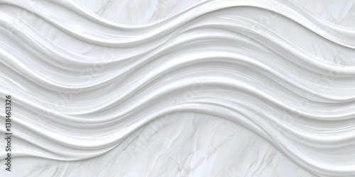 White Wavy Pattern on Marble Background