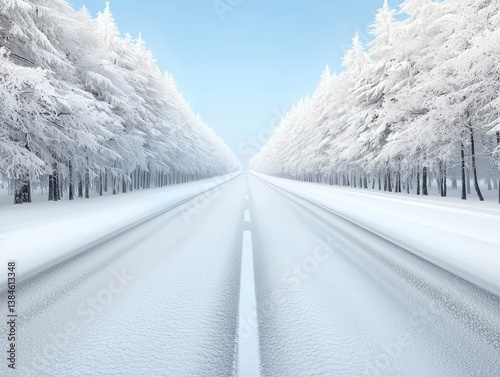 Winter Road Through Snowy Trees