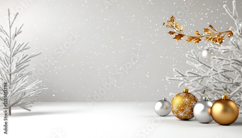 Winter Wonderland Christmas Scene with Ornaments