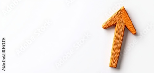 Wooden Arrow Pointing Up on White Background