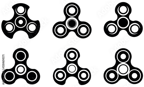 Black and White Fidget Spinner Icon Set
