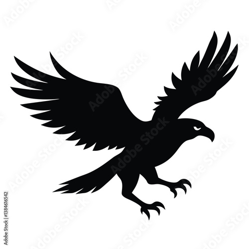 Soaring Eagle Silhouette Vector Illustration Isolated On White Background Majestic Bird.