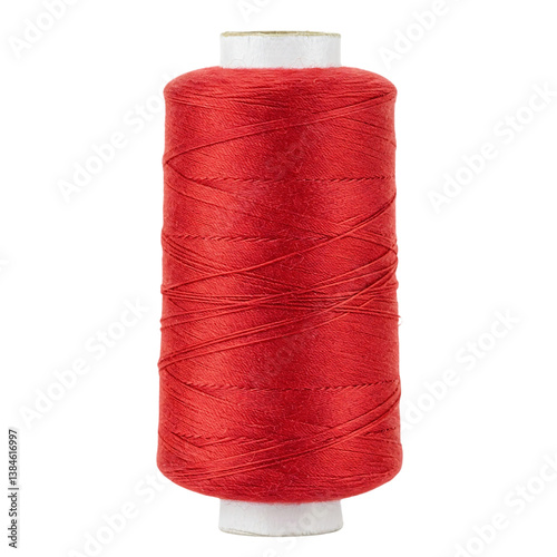 red thread spool isolated on a transparent background