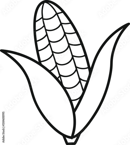 corn Black and White Outline transparent background