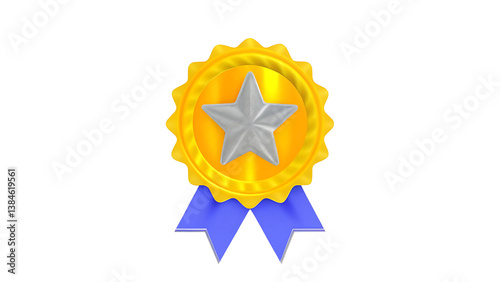 gold star award 3D Star Medal Ribbon Award Icon png