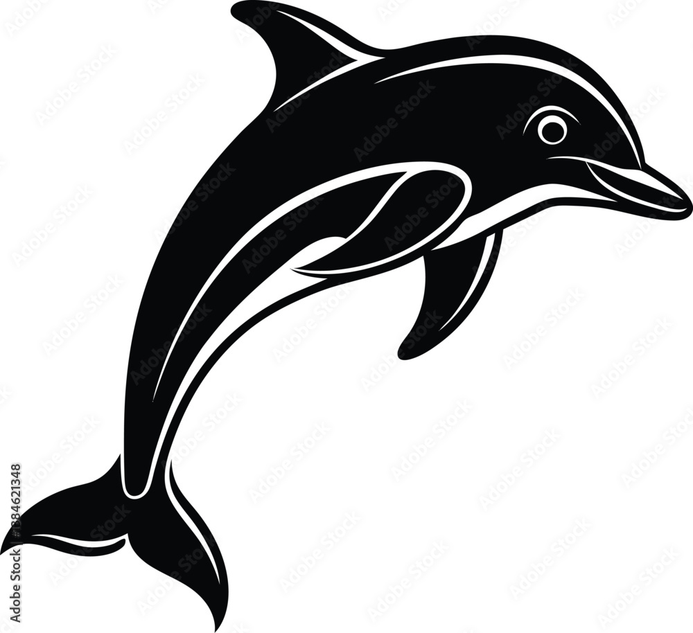 Obraz premium Dolphin Silhouette Black Vector