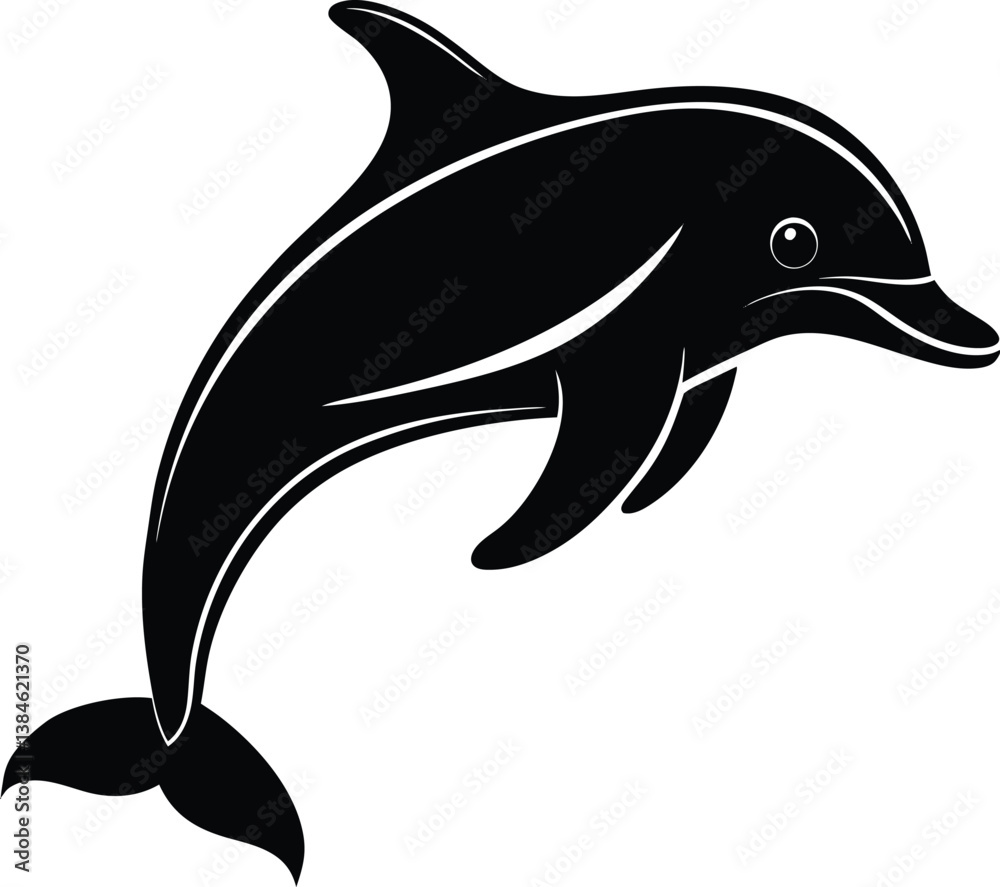 Fototapeta premium Dolphin Silhouette Black Vector
