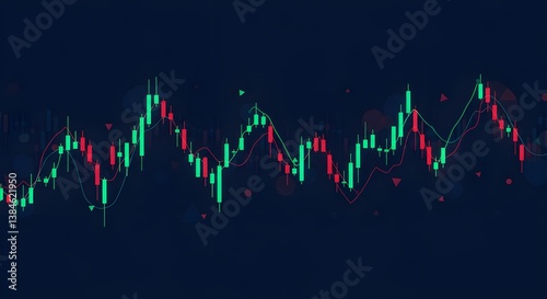 Abstract Candlestick Chart with Bullish and Bearish Market Trends on Dark Background